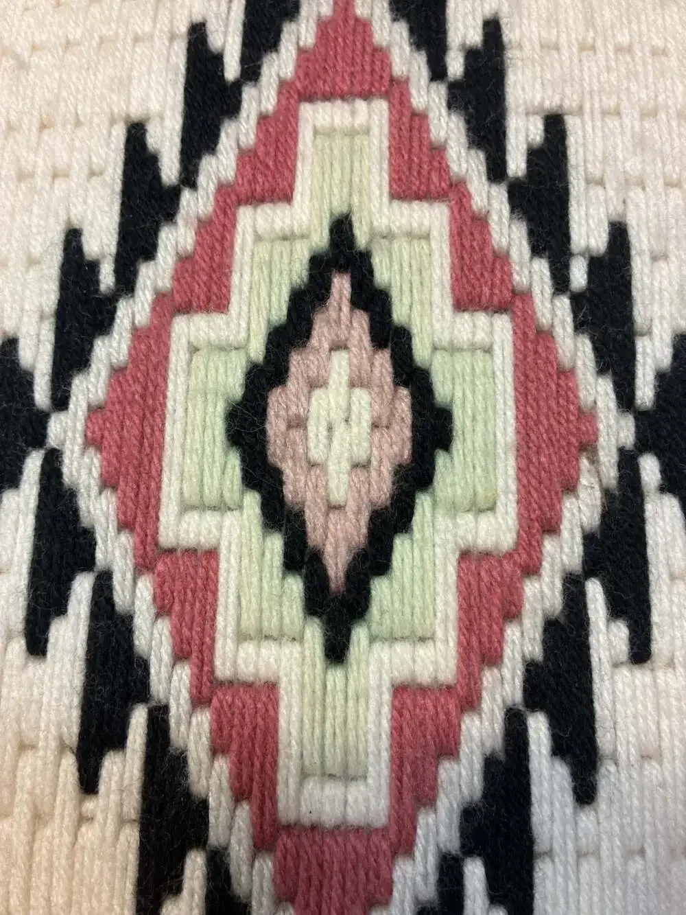 Vintage Norwegian Woven Wall Hanging – Handcrafted Geometric Tapestry - ,